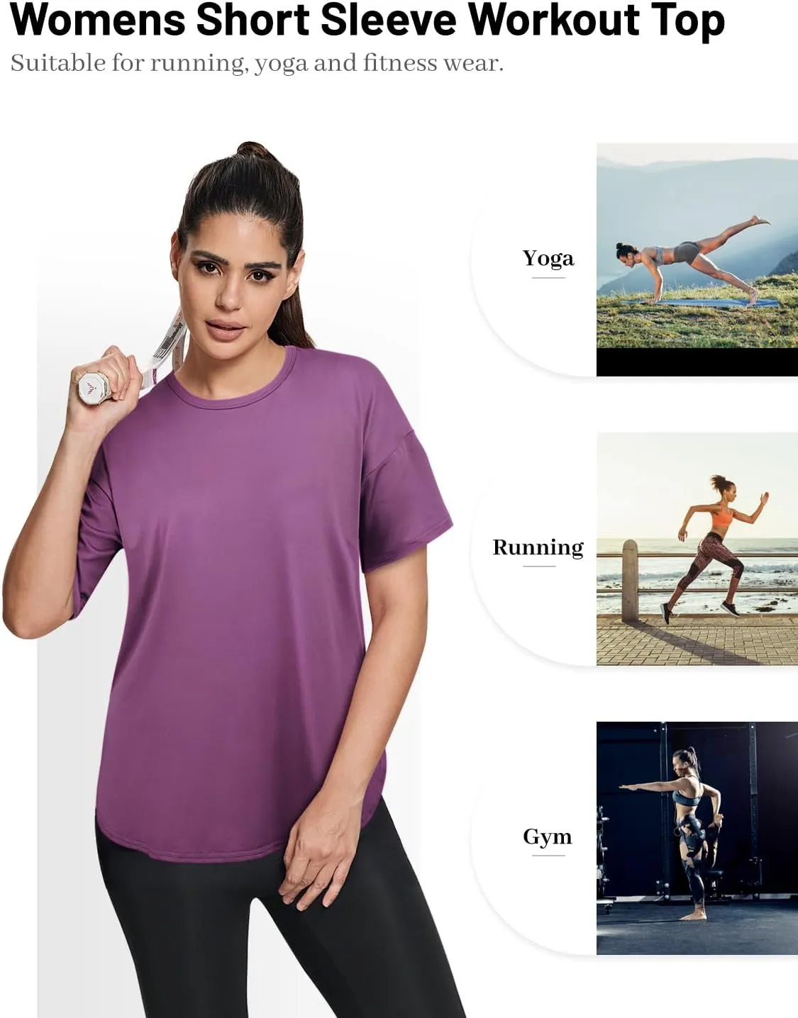 MISS FORTUNE Women Plus Size Tops Short Sleeve Active Wear Workout Shirts Women Outdoor Gym Hiking Yoga Tops Quick Dry