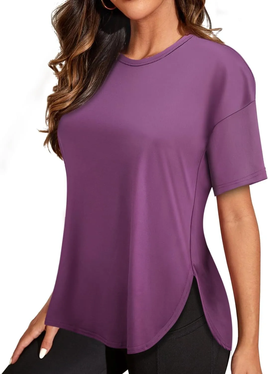 MISS FORTUNE Women Plus Size Tops Short Sleeve Active Wear Workout Shirts Women Outdoor Gym Hiking Yoga Tops Quick Dry
