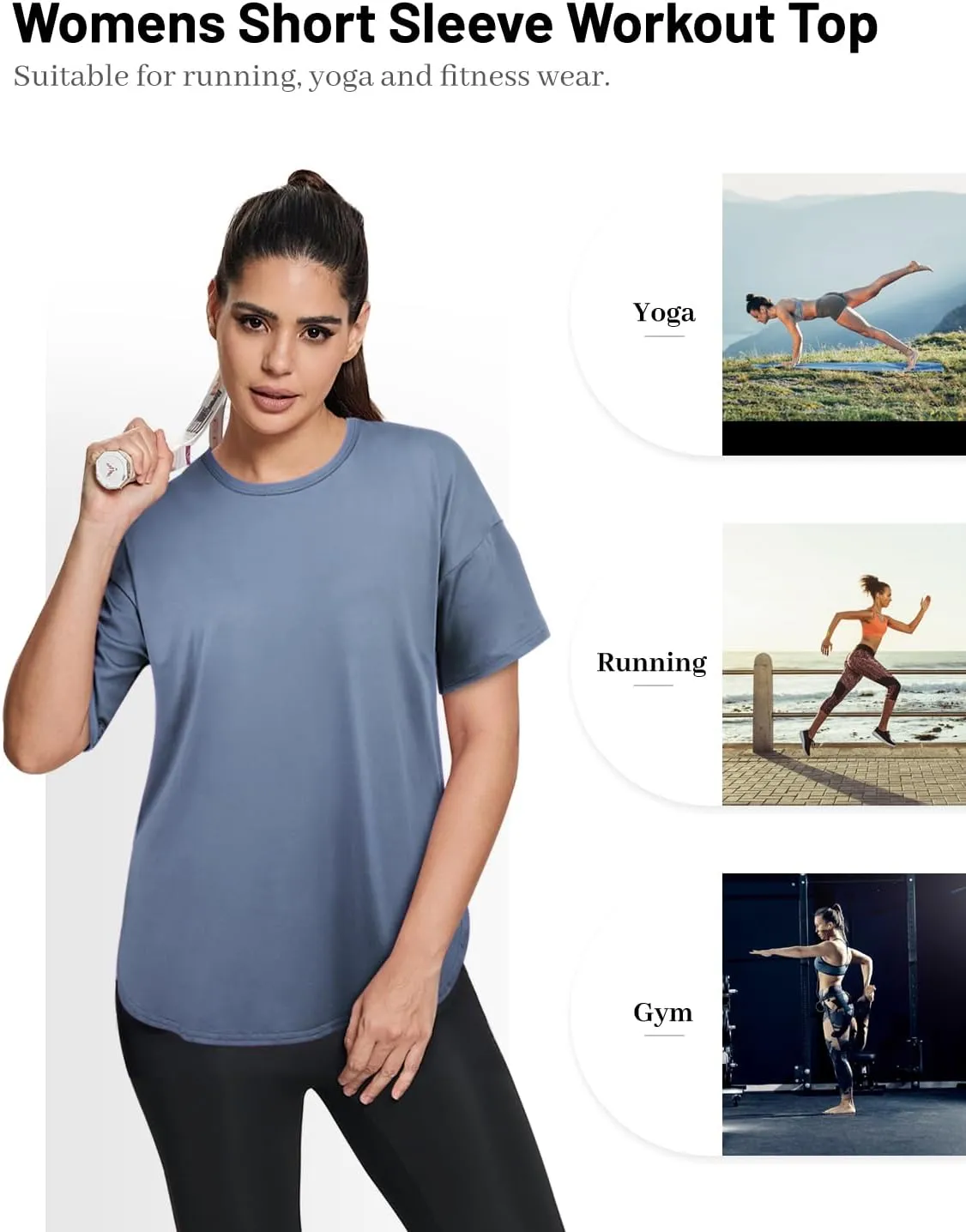 MISS FORTUNE Women Plus Size Tops Short Sleeve Active Wear Workout Shirts Women Outdoor Gym Hiking Yoga Tops Quick Dry