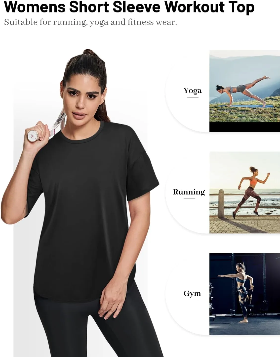 MISS FORTUNE Women Plus Size Tops Short Sleeve Active Wear Workout Shirts Women Outdoor Gym Hiking Yoga Tops Quick Dry