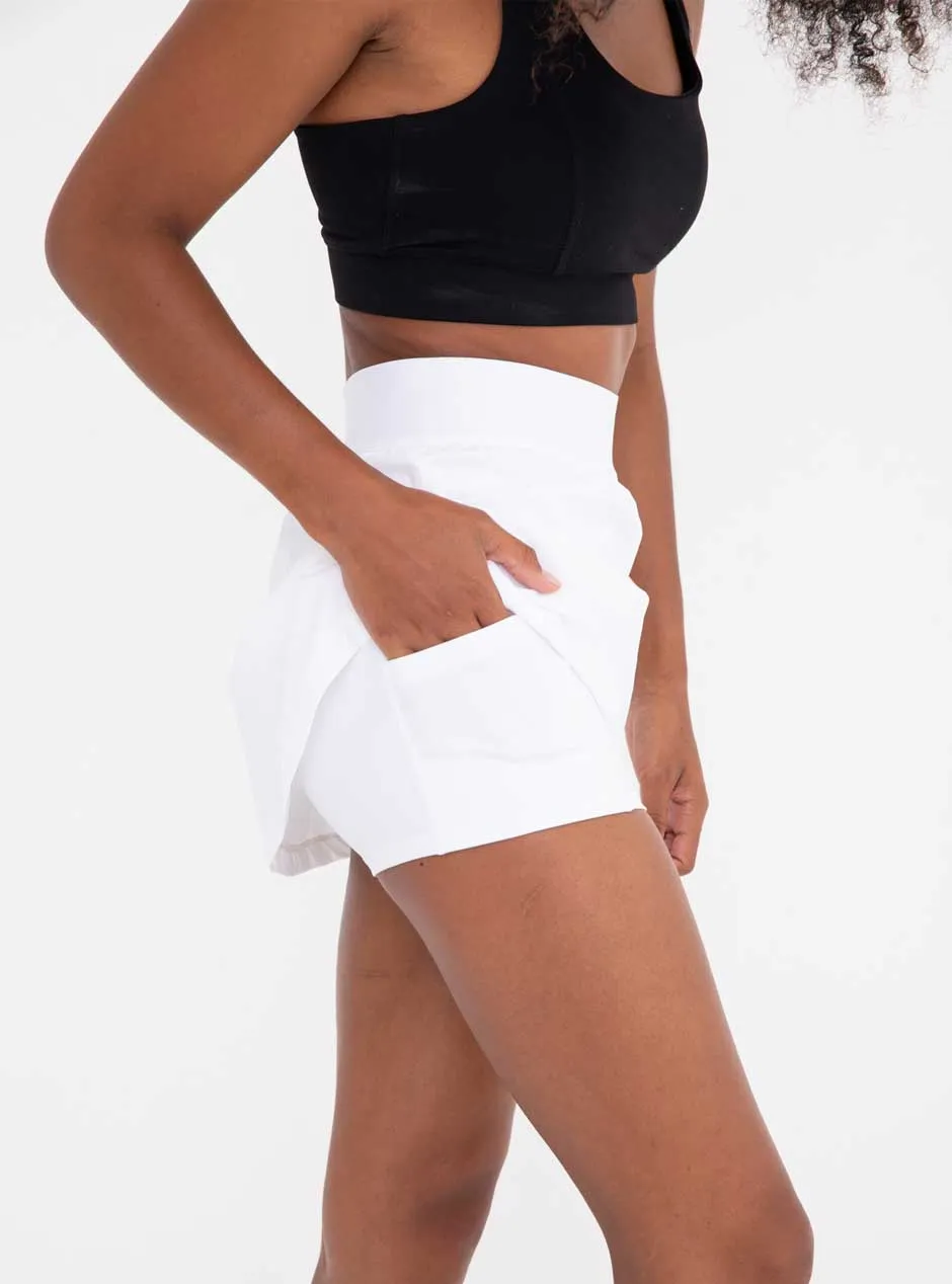 Mono B Women's  A-Line Active Mini Tennis Skort - White