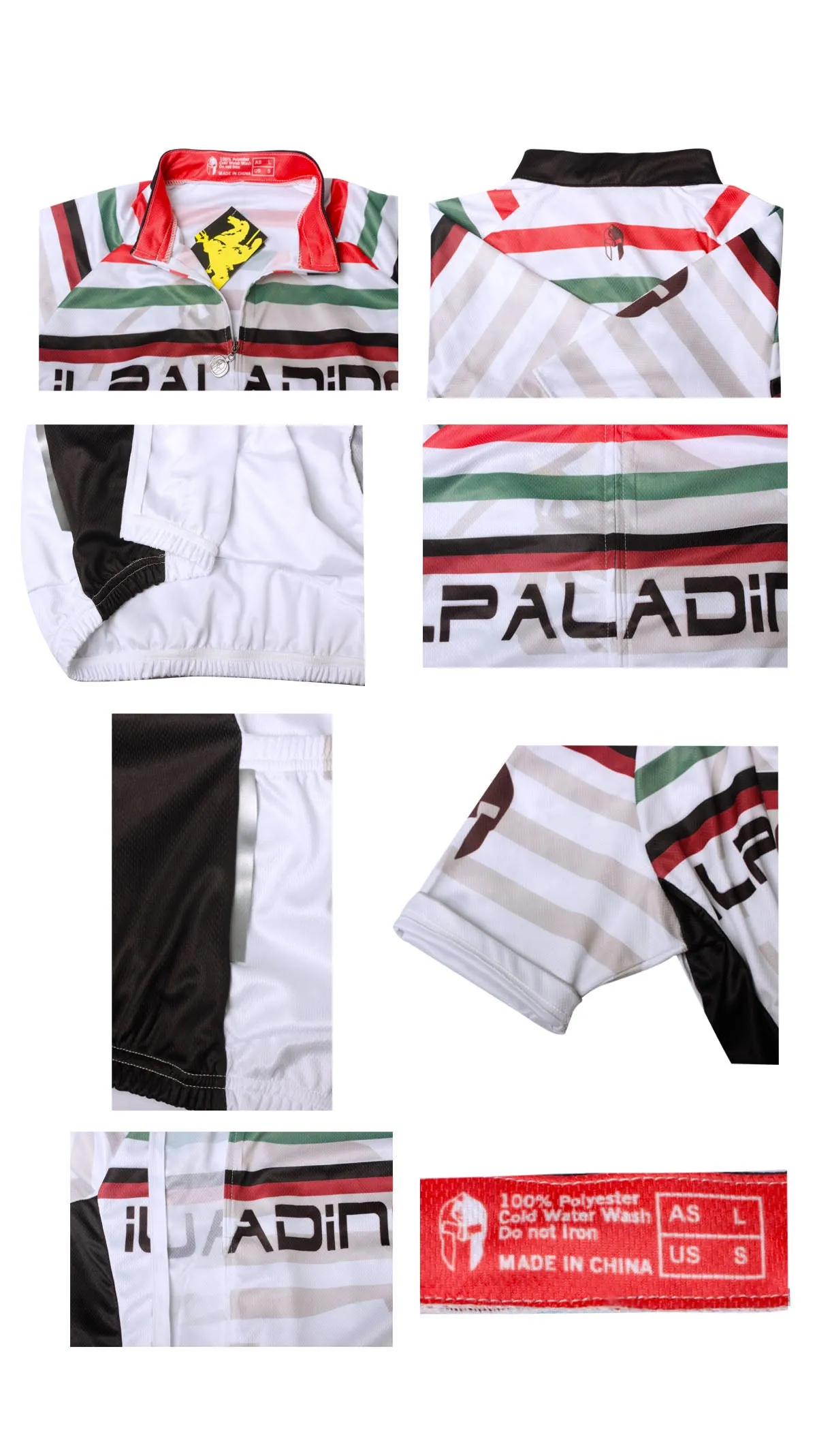 Multi-Strip White Men's Short-Sleeve Cycling Jersey Bicycling Shirts Summer NO.704