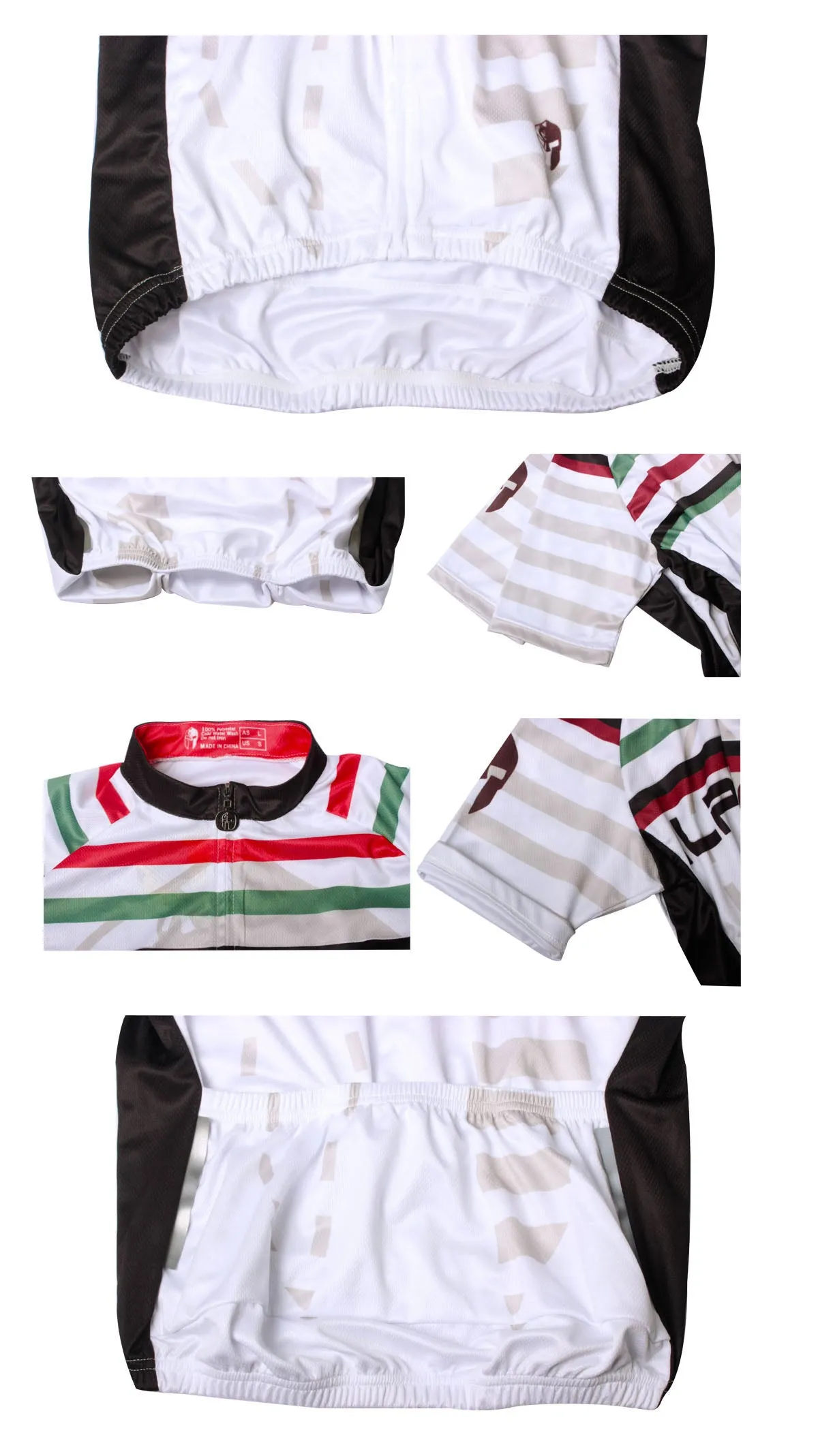 Multi-Strip White Men's Short-Sleeve Cycling Jersey Bicycling Shirts Summer NO.704