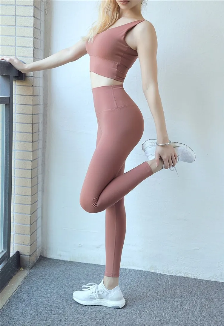 New European and American hip fitness pants Female high waist peach hip running tight feet sports yoga pants