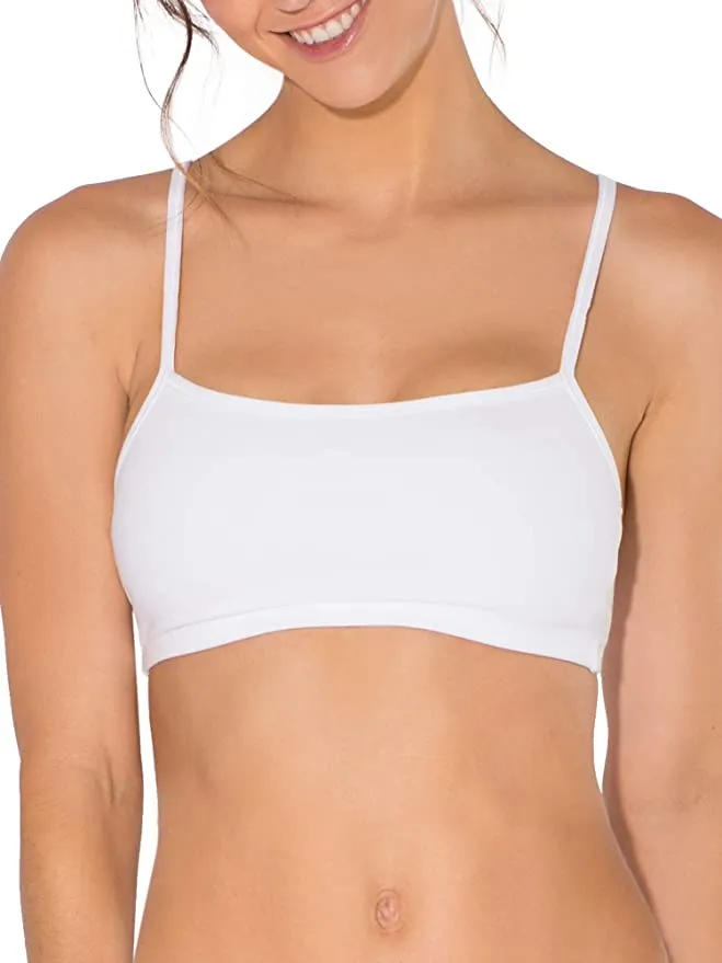 New Fruit of the Loom Womens Spaghetti Strap Cotton Pullover Sports Bra, White Sz 34