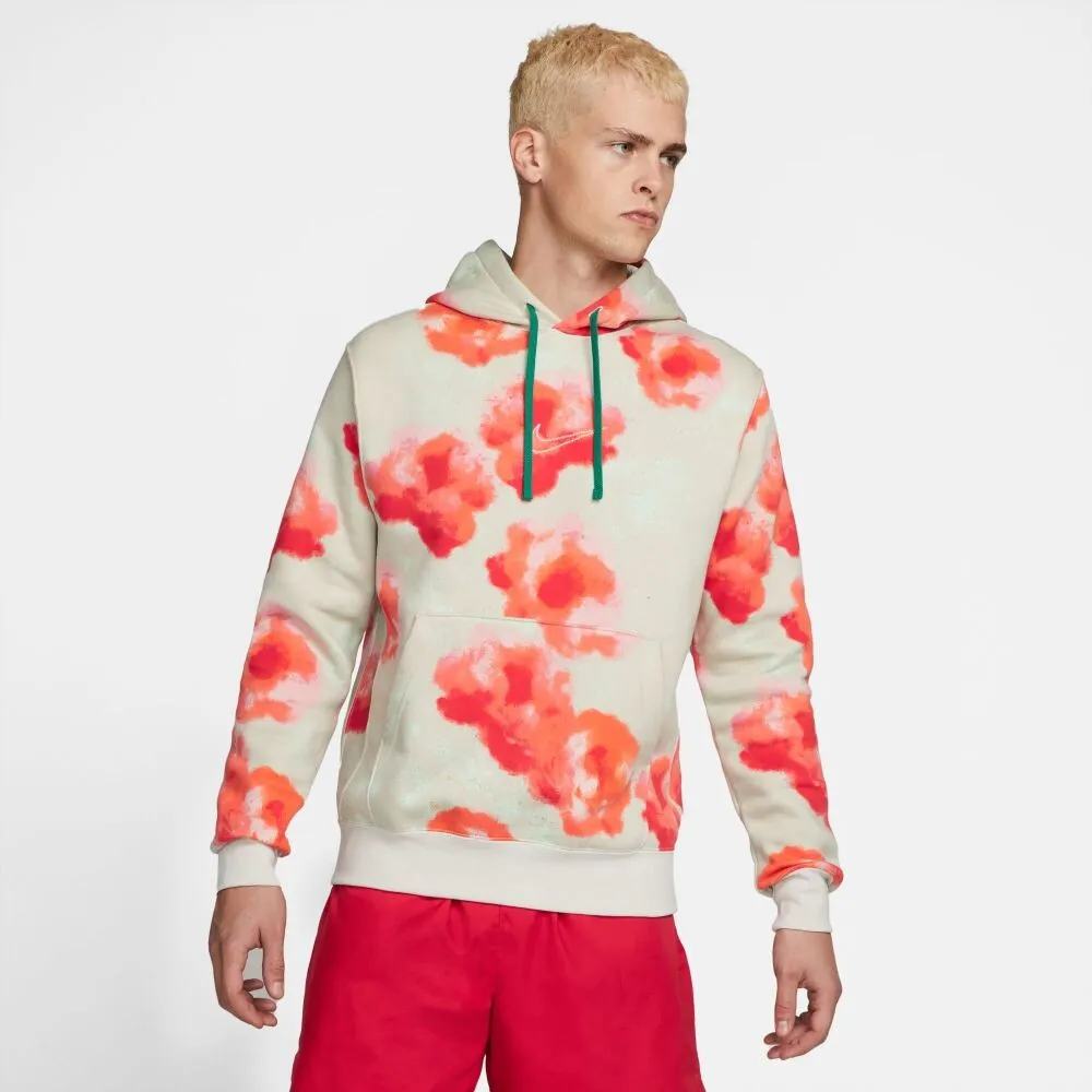 Nike NSW Club Fleece Floral Men's Hoodie Medium Orange-Green dv0005-072