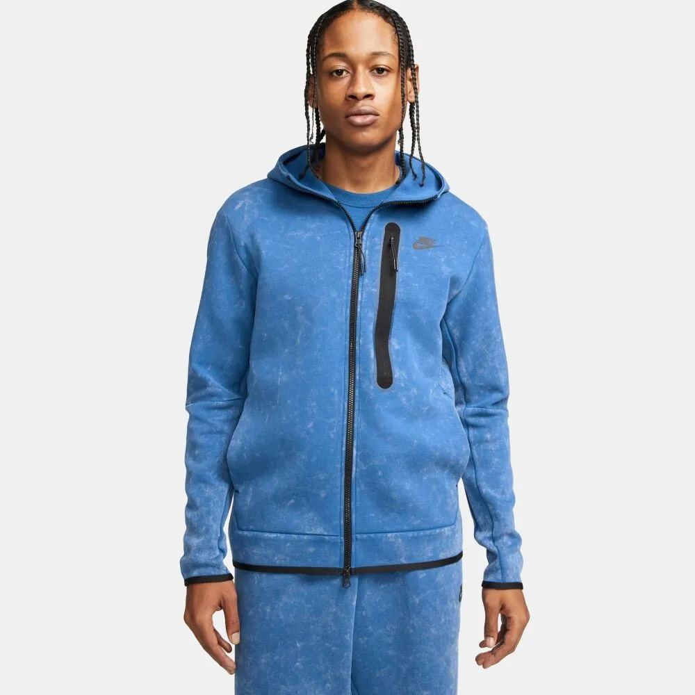 Nike Sportswear Tech Fleece Wash Full Zip Men's Hoodie Dark Marina Blue dm6515-407