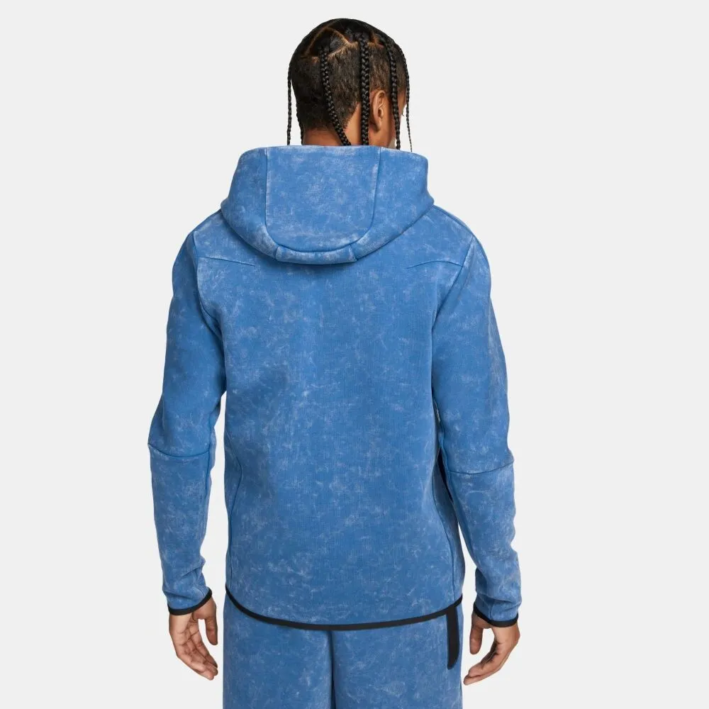 Nike Sportswear Tech Fleece Wash Full Zip Men's Hoodie Dark Marina Blue dm6515-407