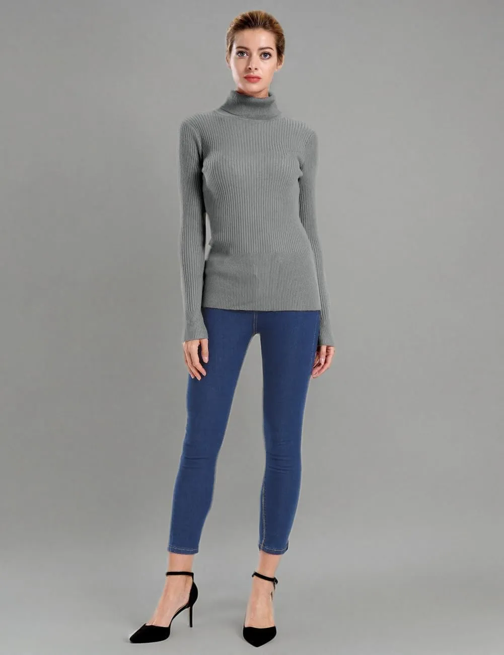 ninovino Women's Turtleneck Ribbed Long Sleeve Sweater Pullover Tops