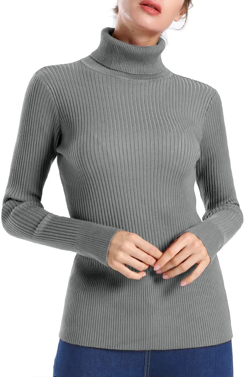 ninovino Women's Turtleneck Ribbed Long Sleeve Sweater Pullover Tops
