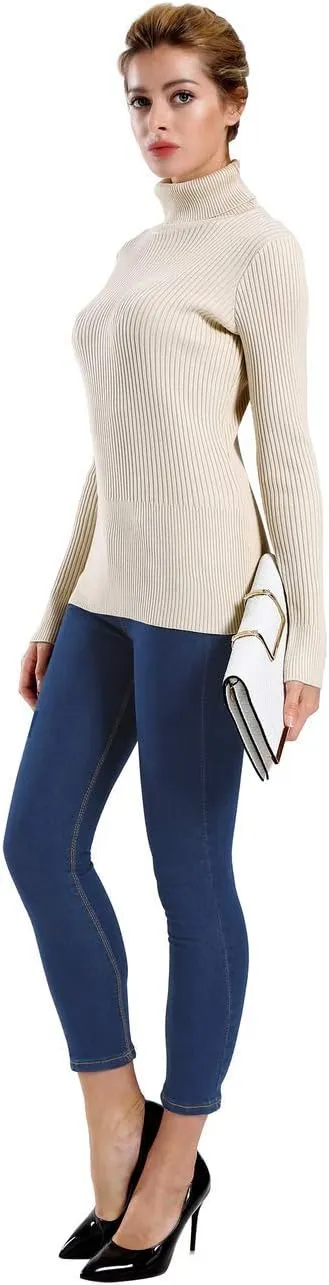 ninovino Women's Turtleneck Ribbed Long Sleeve Sweater Pullover Tops