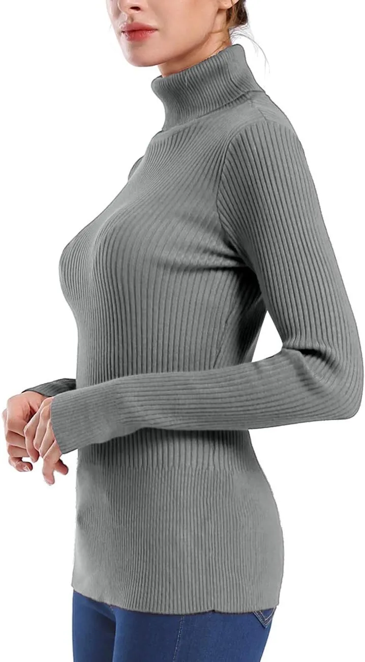 ninovino Women's Turtleneck Ribbed Long Sleeve Sweater Pullover Tops