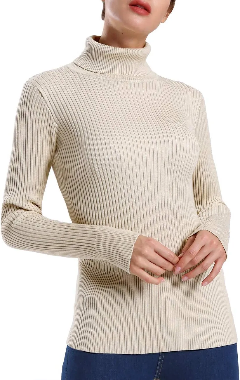 ninovino Women's Turtleneck Ribbed Long Sleeve Sweater Pullover Tops