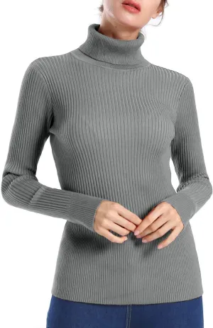 ninovino Women's Turtleneck Ribbed Long Sleeve Sweater Pullover Tops