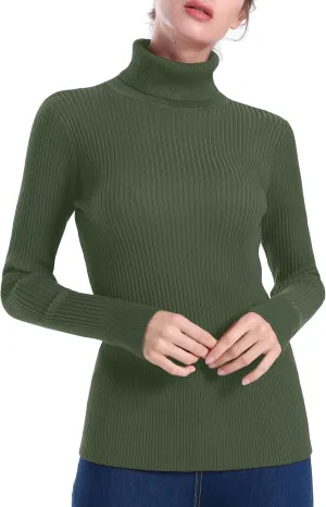 ninovino Women's Turtleneck Ribbed Long Sleeve Sweater Pullover Tops