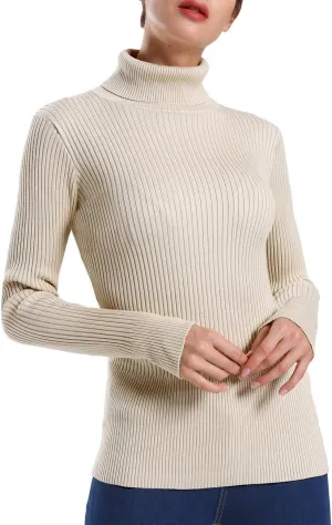 ninovino Women's Turtleneck Ribbed Long Sleeve Sweater Pullover Tops