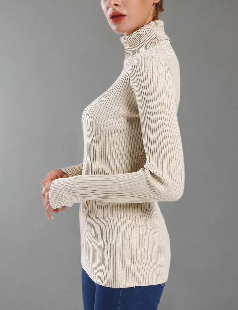 ninovino Women's Turtleneck Ribbed Long Sleeve Sweater Pullover Tops