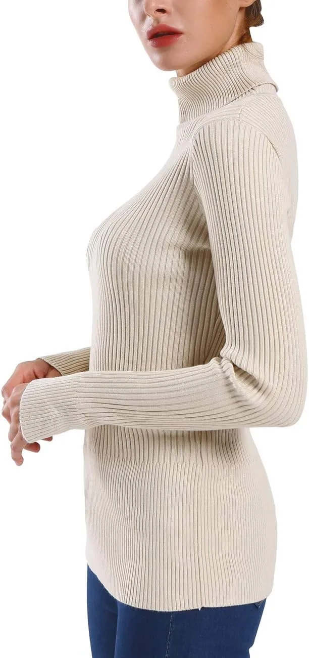 ninovino Women's Turtleneck Ribbed Long Sleeve Sweater Pullover Tops