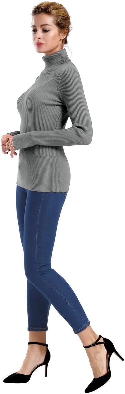 ninovino Women's Turtleneck Ribbed Long Sleeve Sweater Pullover Tops