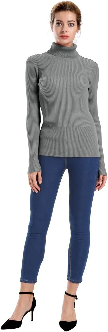 ninovino Women's Turtleneck Ribbed Long Sleeve Sweater Pullover Tops