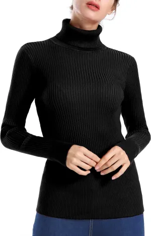 ninovino Women's Turtleneck Ribbed Long Sleeve Sweater Pullover Tops
