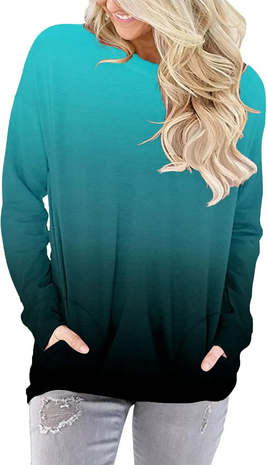onlypuff Womens Pocket Shirts Pullover Sweatshirt Loose Fit