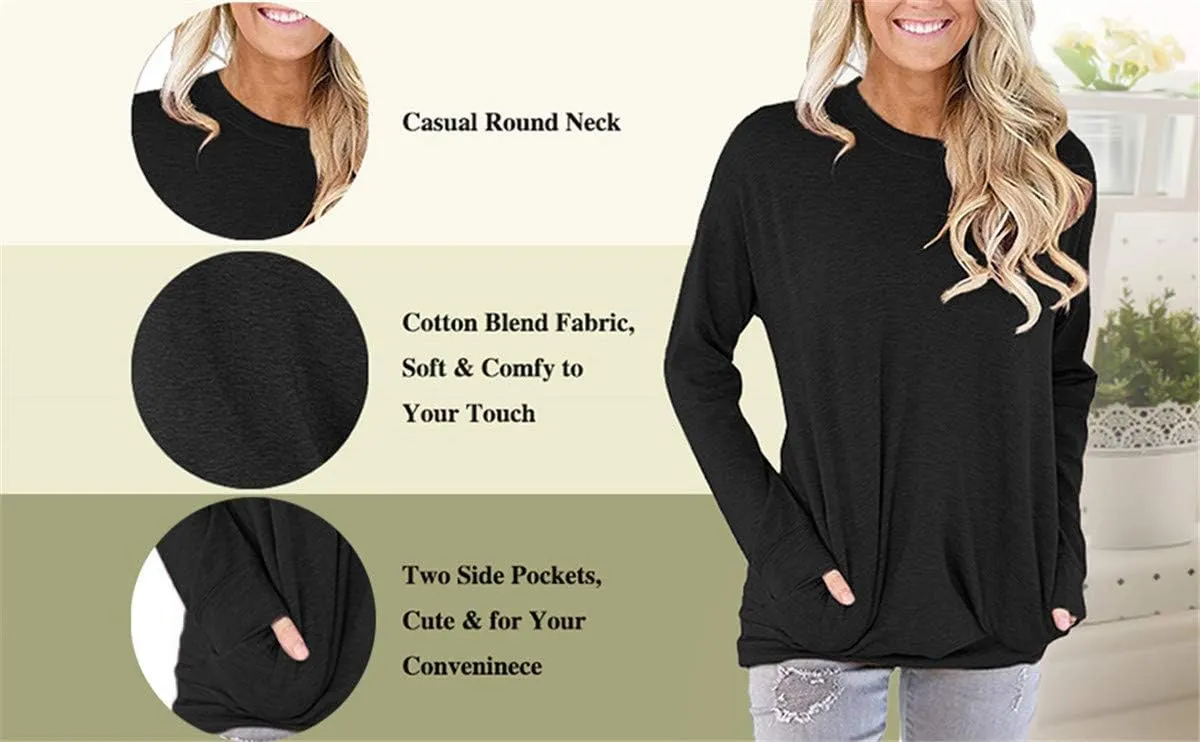 onlypuff Womens Pocket Shirts Pullover Sweatshirt Loose Fit