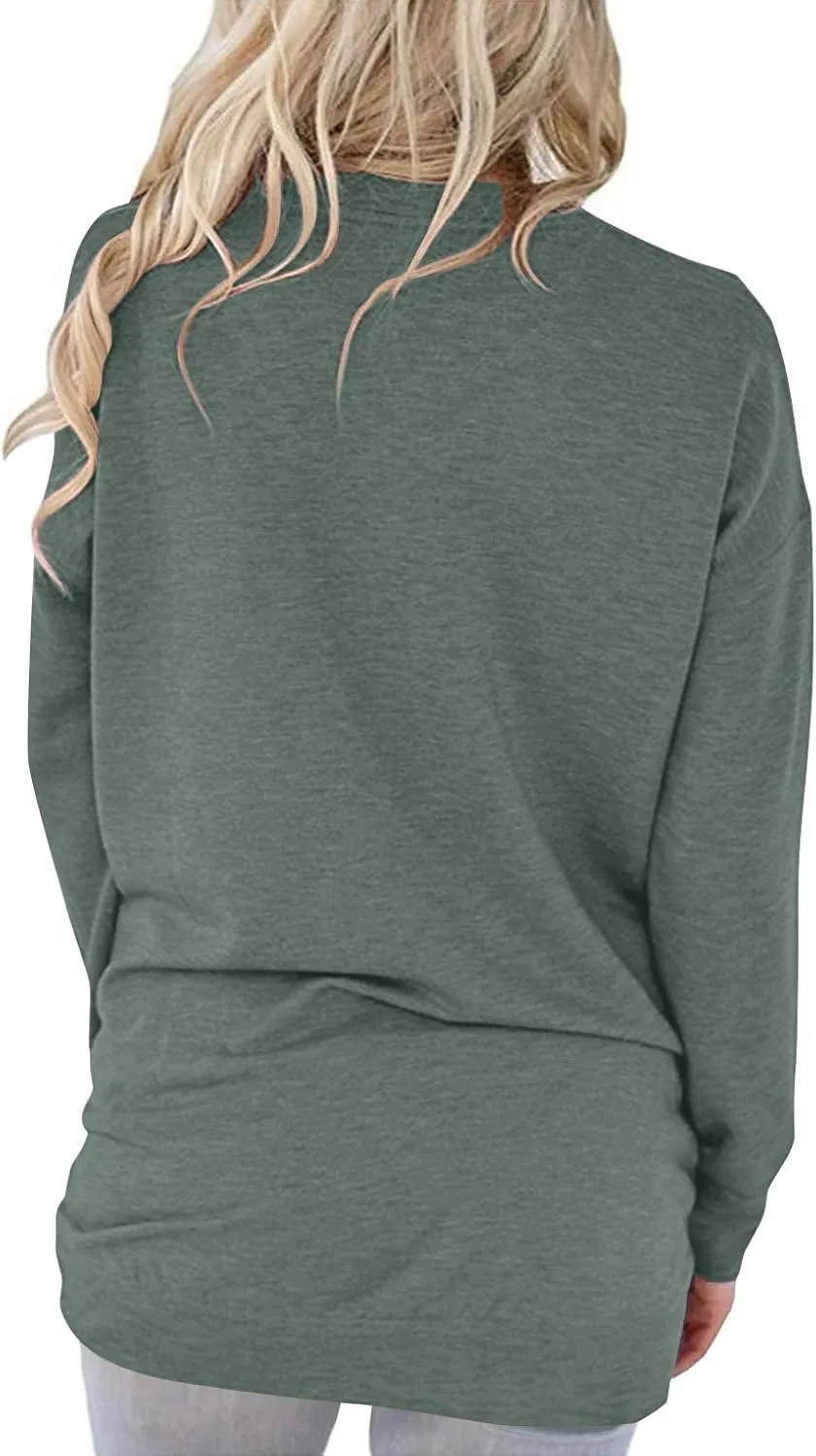 onlypuff Womens Pocket Shirts Pullover Sweatshirt Loose Fit