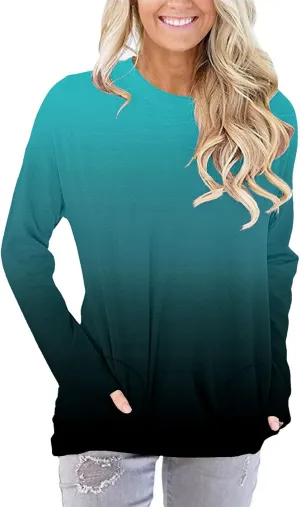 onlypuff Womens Pocket Shirts Pullover Sweatshirt Loose Fit