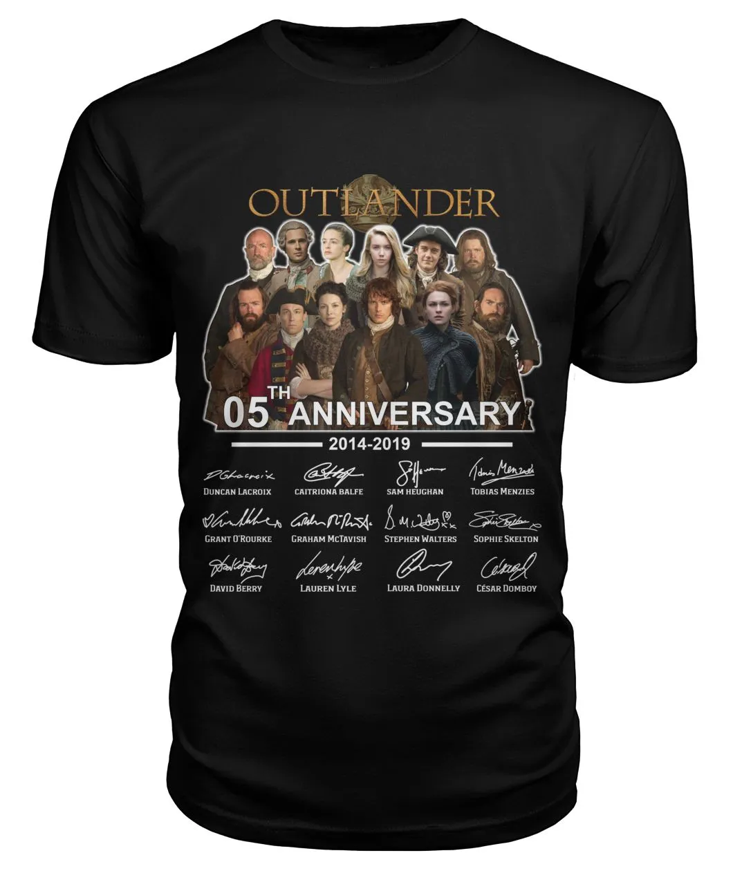 Outlander Tv Series 5 Years Anniversary 2014 - 2019 Autograph T-Shirt Hoodie