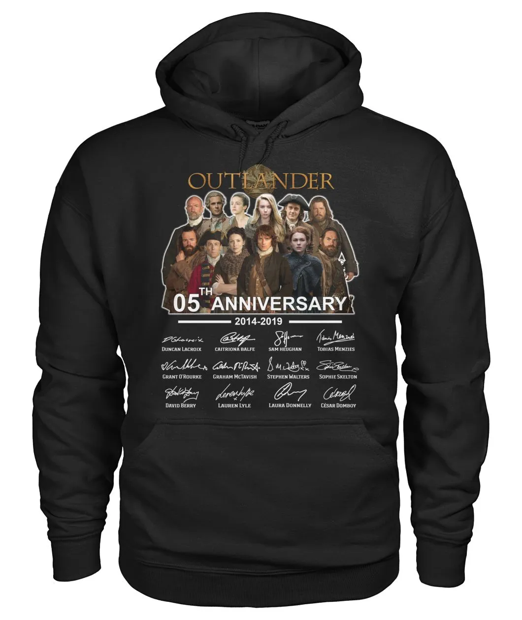Outlander Tv Series 5 Years Anniversary 2014 - 2019 Autograph T-Shirt Hoodie