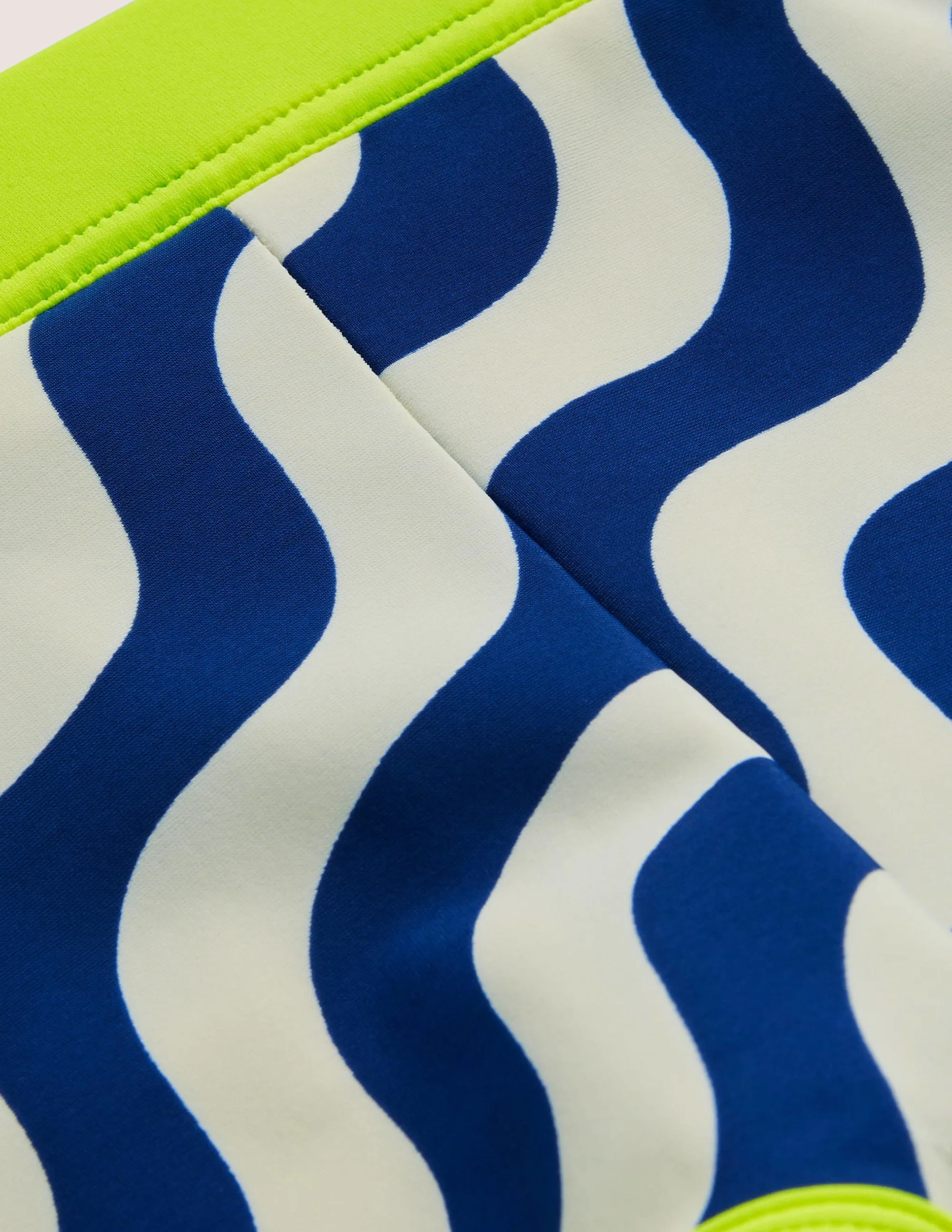 Patterned Swim Shorts-Ivory/Blue Wave