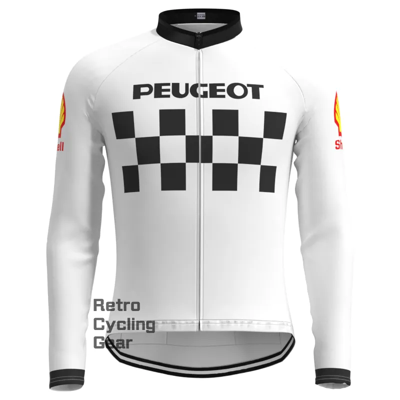 PEUGEOT White Retro Long Sleeve Cycling Kit