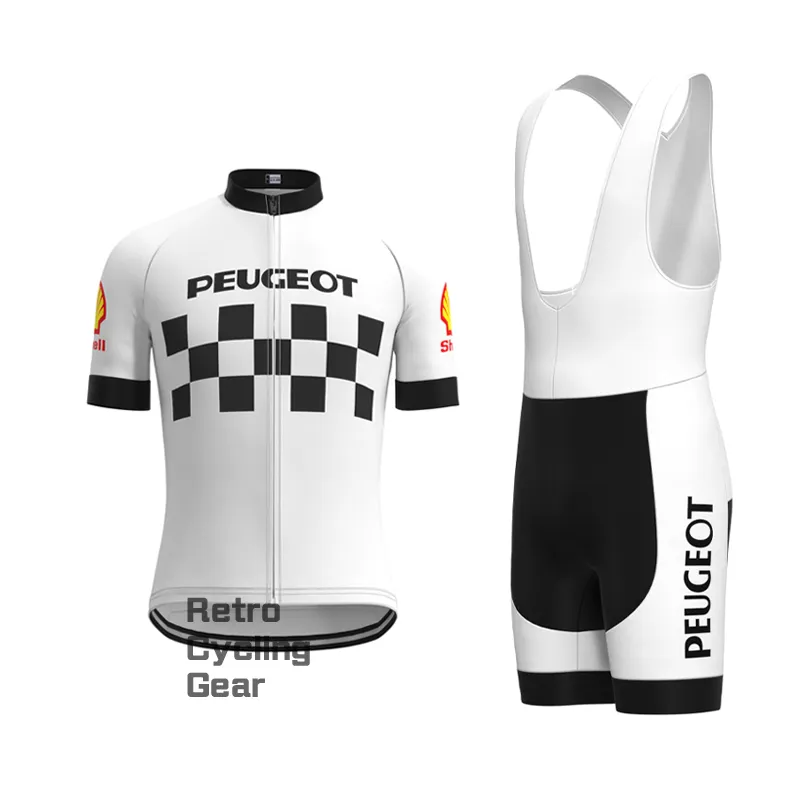 PEUGEOT White Retro Long Sleeve Cycling Kit