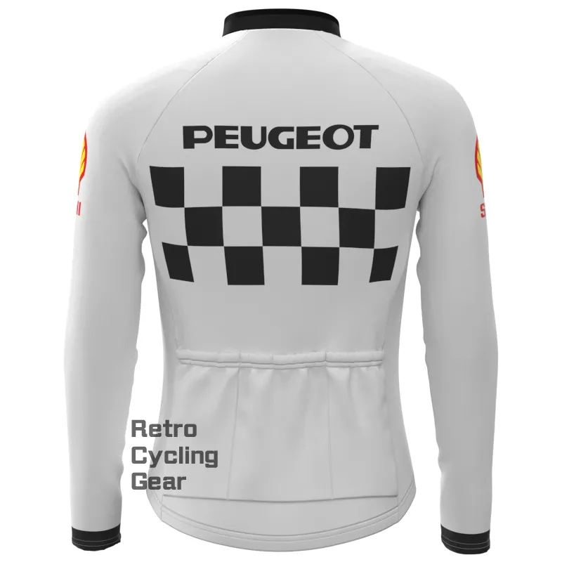 PEUGEOT White Retro Long Sleeve Cycling Kit