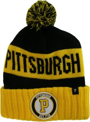 Pittsburgh City Name Ribbed Winter Knit Pom Beanie Hat