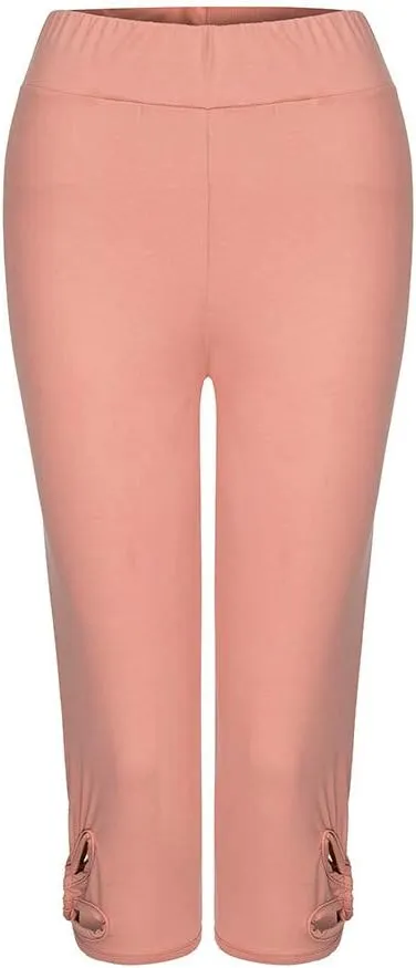 Plus Size Leggings for Women Elastic Waist Workout Yoga Pants Casual Solid Capri Pants Fashion Ladies Cropped Pants