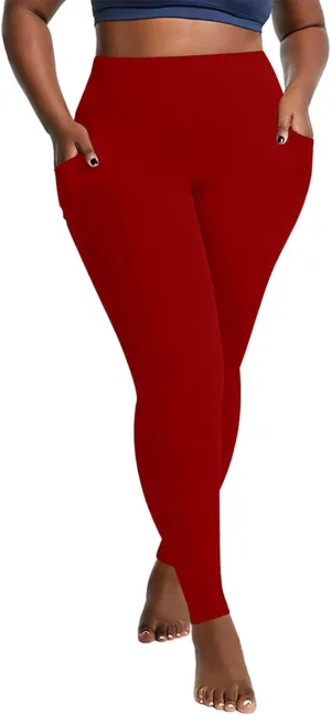Plus Size Leggings for Women with Pockets Tummy Control Stretch Athletic Tights High Waisted Yoga Legging Pants