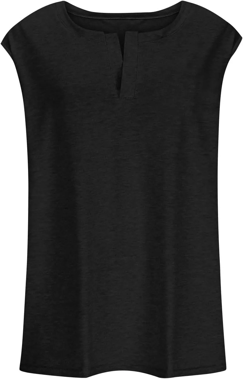Plus Size Tank Tops for Women Cute V Neck Sleeveless Shirts Trendy Summer Oversized Blouses Casual Loose Fit Tunics