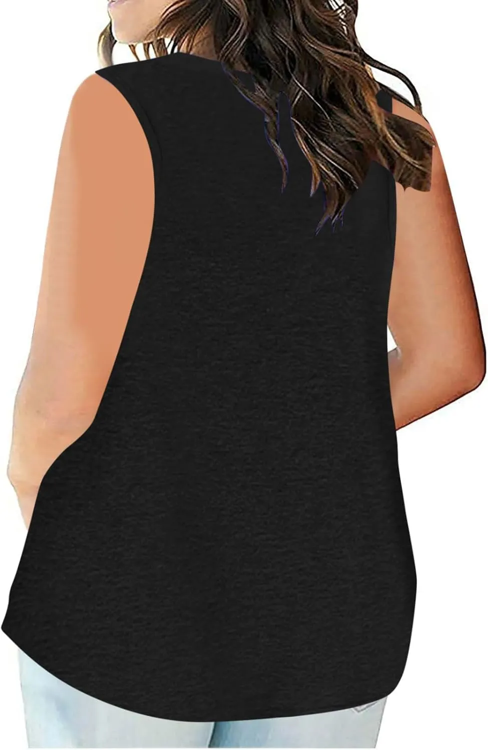 Plus Size Tank Tops for Women Cute V Neck Sleeveless Shirts Trendy Summer Oversized Blouses Casual Loose Fit Tunics