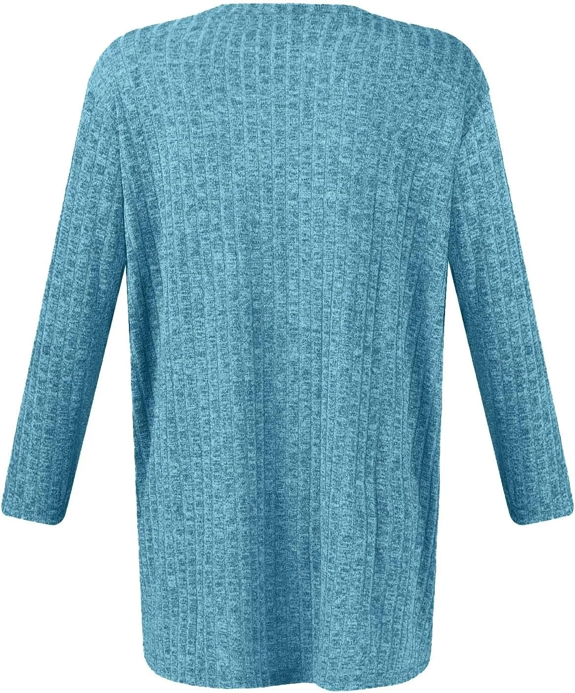 Plus Size Tops for Women 3/4 Sleeve Winter Ribbed Knit Oversized Shirts Light Sweaters Sweatshirts 2024