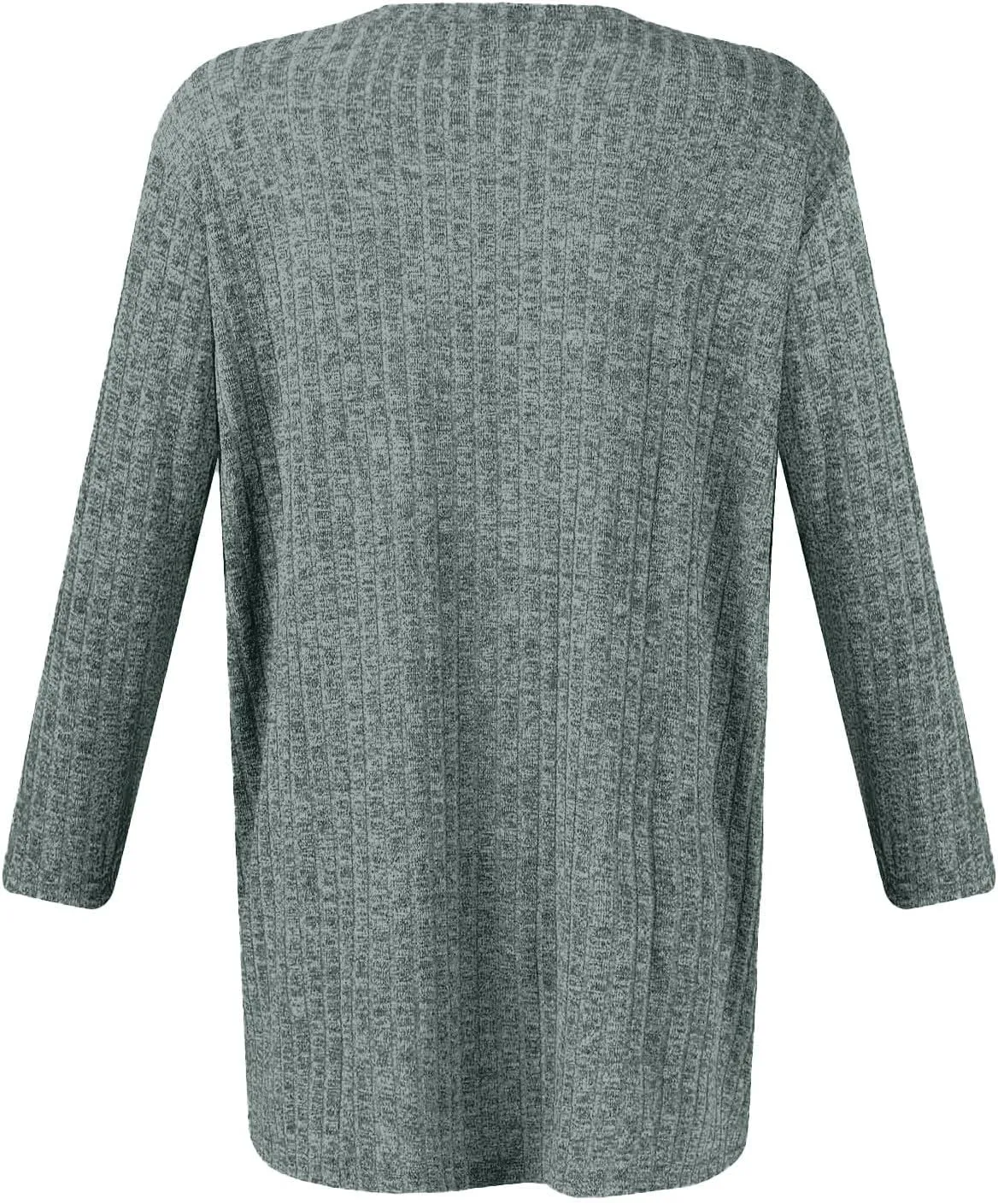 Plus Size Tops for Women 3/4 Sleeve Winter Ribbed Knit Oversized Shirts Light Sweaters Sweatshirts 2024