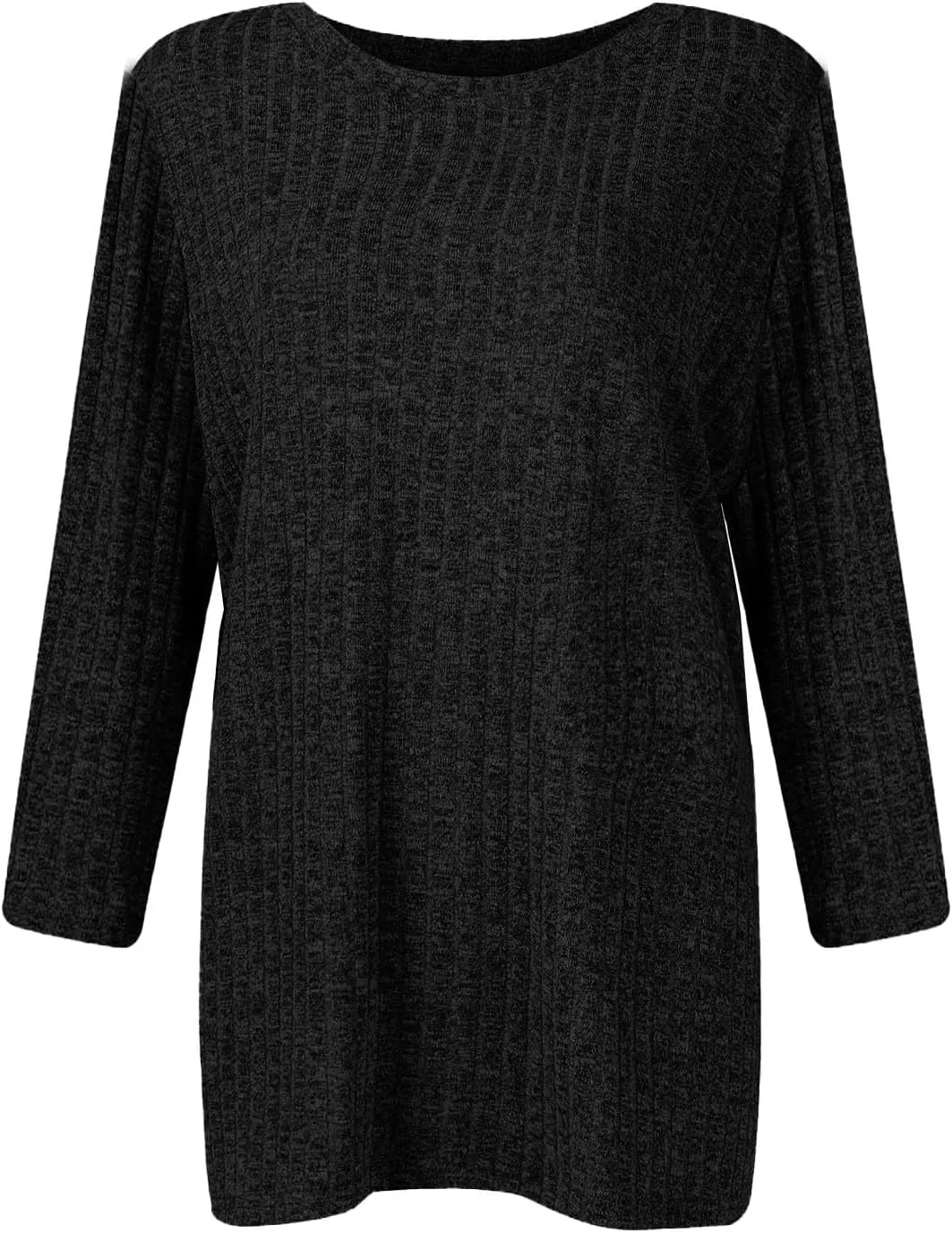 Plus Size Tops for Women 3/4 Sleeve Winter Ribbed Knit Oversized Shirts Light Sweaters Sweatshirts 2024