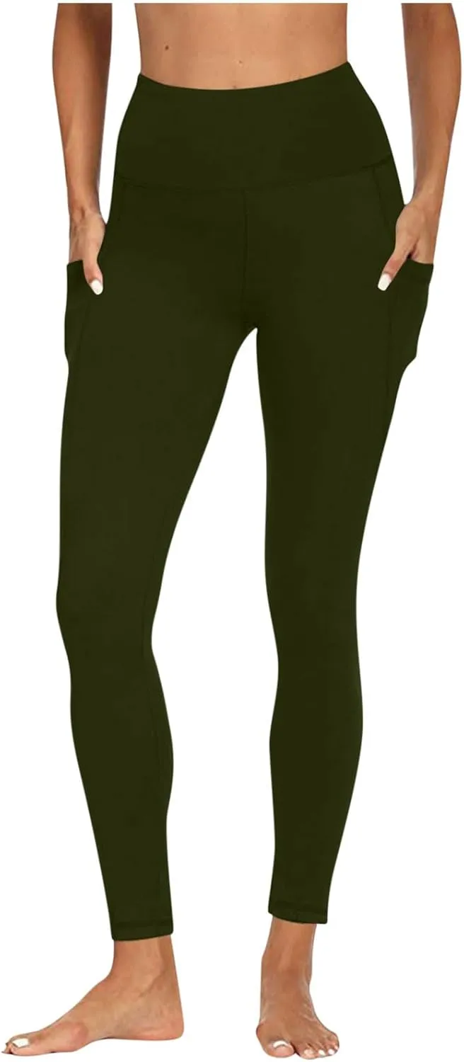 Plus Size Yoga Pants for Women with Pockets High Waisted Tummy Control Compression Pants Womens Athletic Leggings