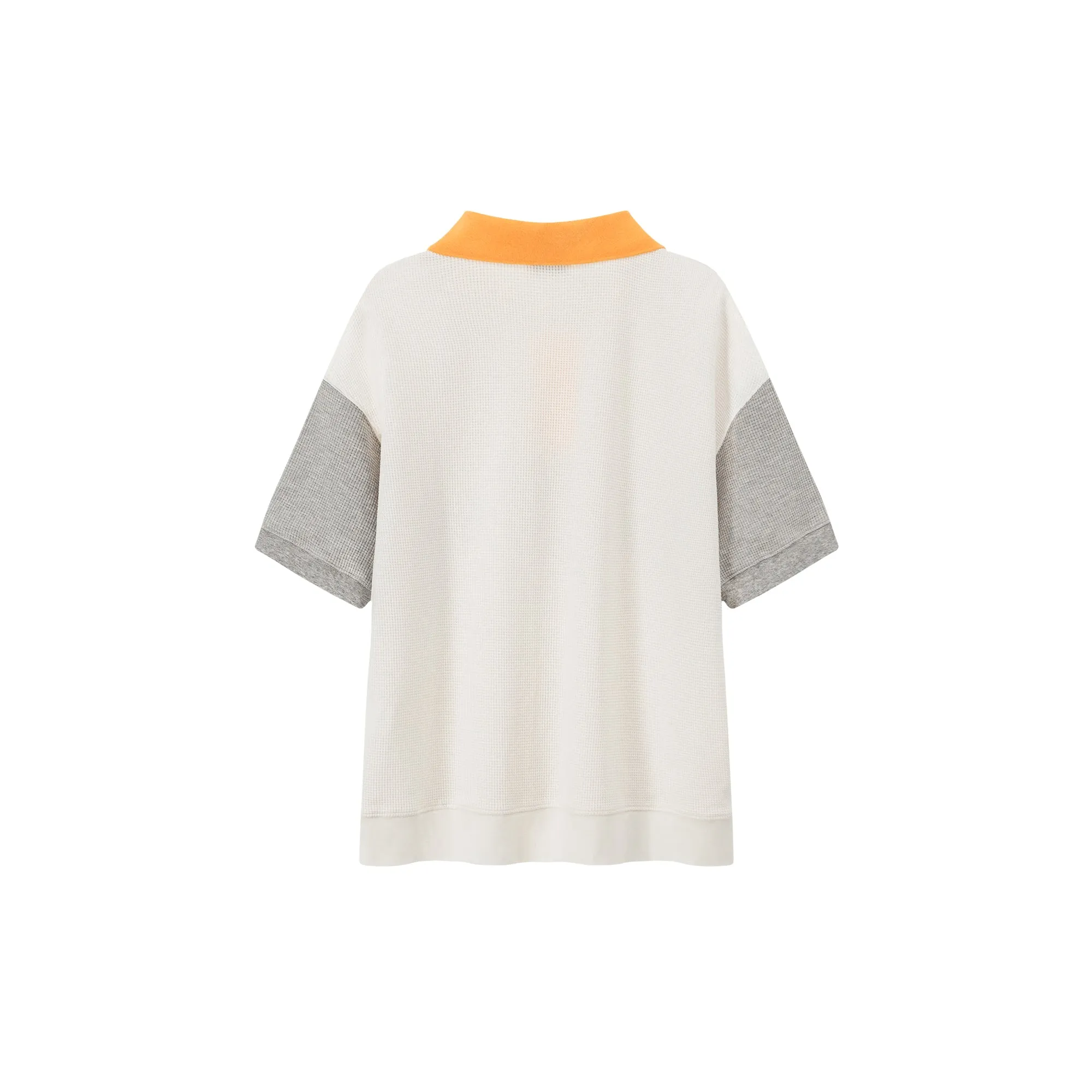 Polo Neck Color Matching Sweatshirt