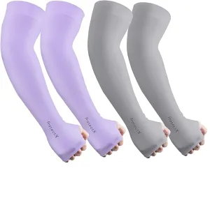 ProtectX Cooling UV Protection 4 Color Thumb-Hole Arm Sleeves for Men & Women - Breathable, Moisture-Wicking, Compression