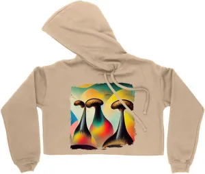 Psychedelic Trippy Women's Cropped Fleece Hoodie - Cool Cropped Hoodie for Women - Printed Hooded Sweatshirt