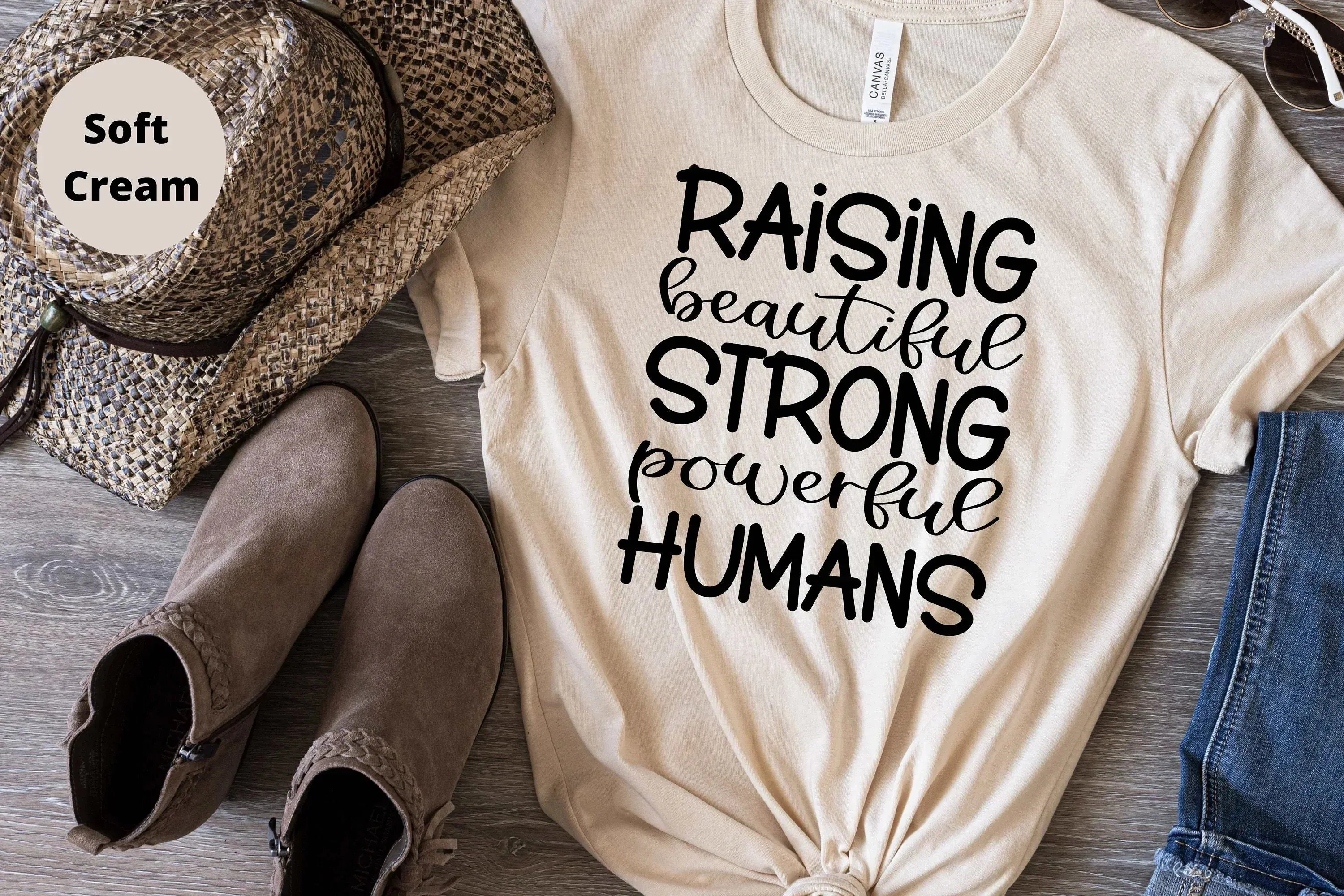 Raising Beautiful Strong Powerful Humans, Christian Mom Shirts