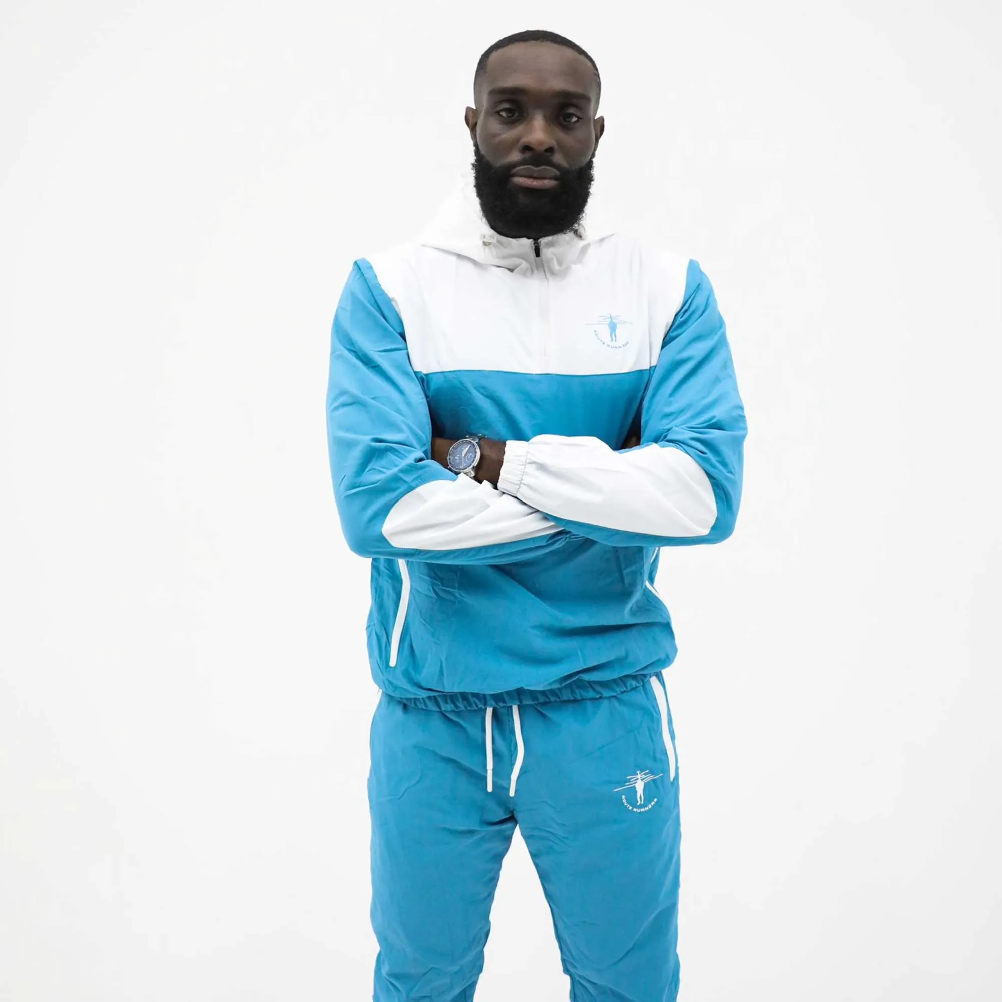 Route Runners Tracksuit Pants - (Blue/White)