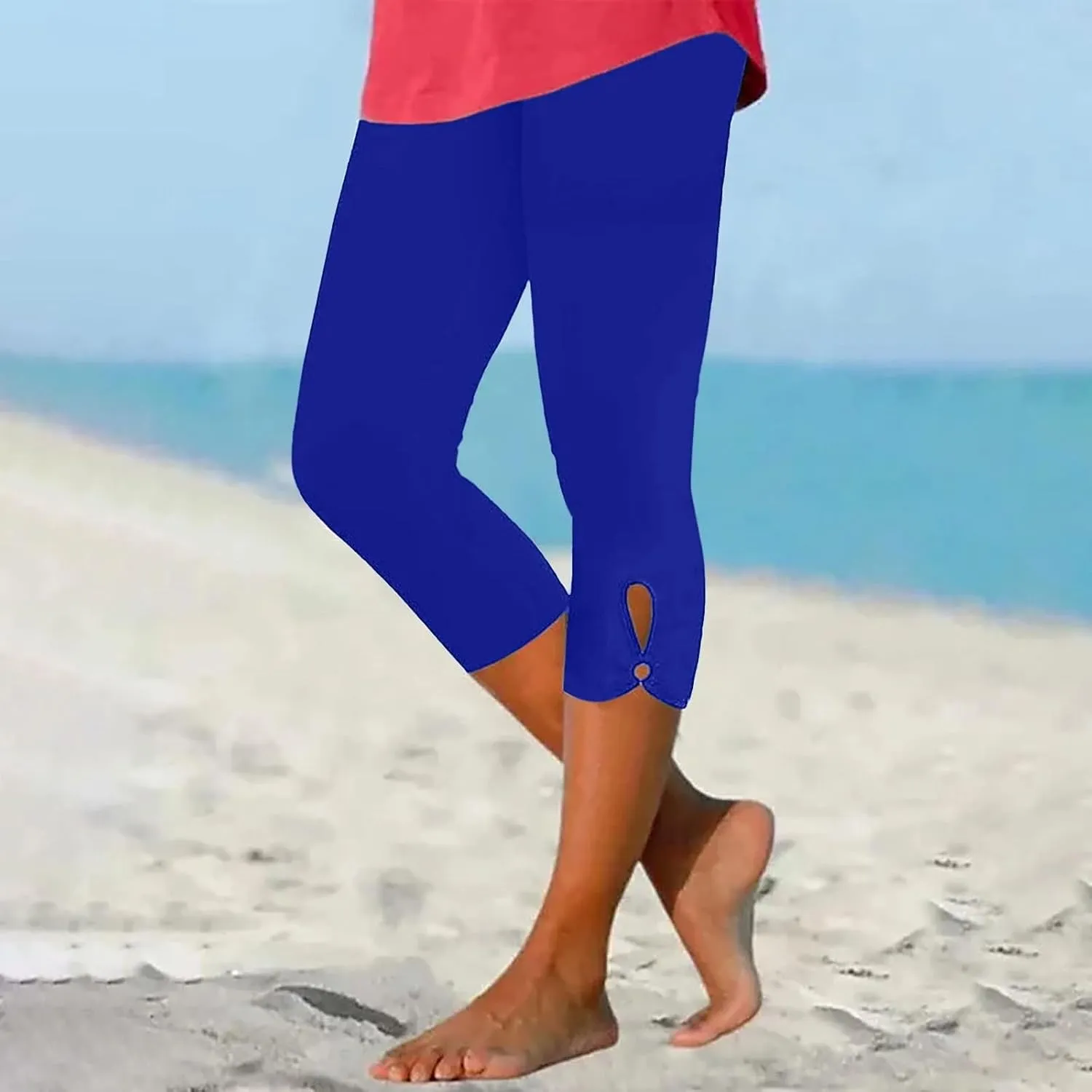 Rvidbe Yoga Capri Leggings for Women Tummy Control High Waisted Leggings for Women Hollow Out Yoga Pants Workout Leggings